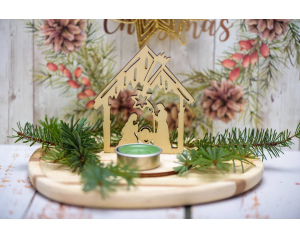 Zestaw Tealightów Jodła z Szopką na Boże Narodzenie