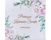 Zaproszenie na Pierwszą Komunię Róże