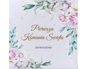 Zaproszenie na Pierwszą Komunię Róże