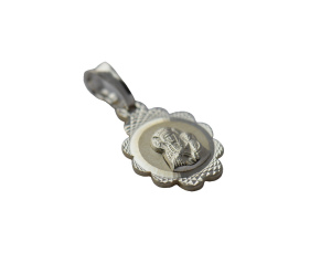 Medalik srebrny diamentowany z Matką Boską Częstochowską