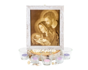 Obraz Święta Rodzina biała przecierana rama, wzór 2