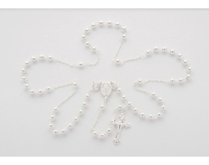 Różaniec srebrny z Matką Bożą Niepokalaną