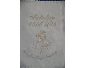 Szatka do Chrztu Świętego z haftem, kolor srebrny