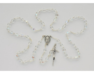 Różaniec kryształkowy przezroczysty opalizowany