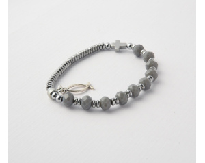 Różaniec Bransoletka Damska 10 Hematyt, Szara