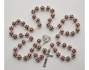 Różaniec z Kryształu Svarowskiego czerwony