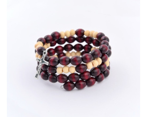 Różaniec Bransoletka Cała Drewno Bordo