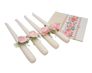 Eleganckie Świece Ozdobne "Lato" Zestaw z Serwetkami