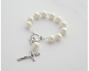 Różaniec 10 Perła Szklana Ecru