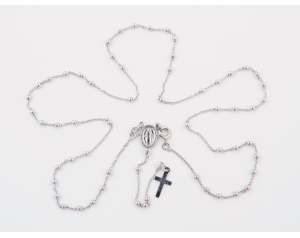 Różaniec Srebrny Rodowany Rozpinany