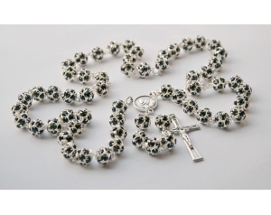 Różaniec z Kryształu Svarowskiego Czarny