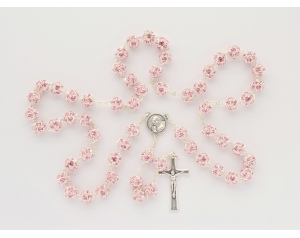 Różaniec z Kryształu Svarowskiego różowy
