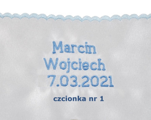 Szatka do chrztu świętego z haftem Duch święty niebieski