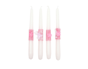 Świeca stołowa biała zestaw ozdobny