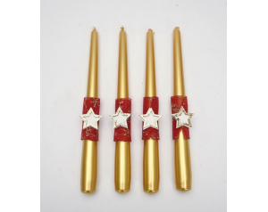 Świece stołowe złote gwiazdki zestaw ozdobny