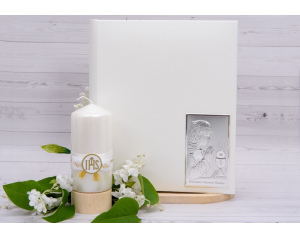 Świeca Walec Biała Perłowa Komunijna 12 cm