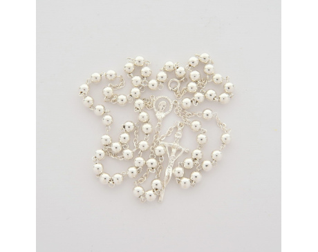 Różaniec srebrny z Matką Bożą rozpinany