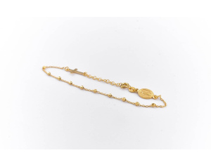 Srebrna Bransoletka Różańcowa z Krzyżykiem Pozłacana