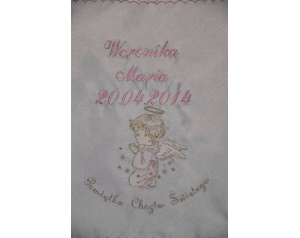 Szatka do Chrztu Świętego z haftem, kolor RÓŻOWY