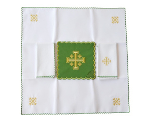 Bielizna kielichowa zielona Krzyż Jerozolimski