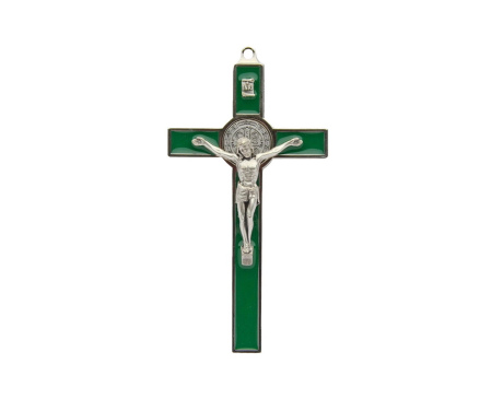 Krzyż św. Benedykta zielony 12,5 cm