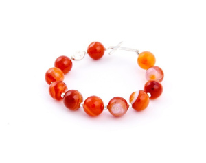 Różaniec Bransoletka srebrna AGAT POMARAŃCZOWY