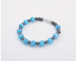 Różaniec Bransoletka Kocie Oko Niebieski