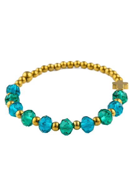 Bransoletka dziesiątka różańca w kolorze morskiej zieleni