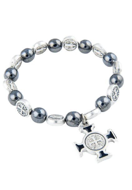 Bransoletka różańcowa z Krzyżem Św. Benedykta