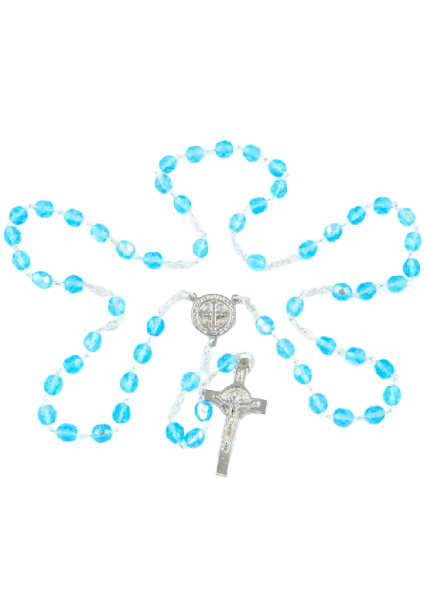 Maryjny różaniec niebieski ze Św. Benedyktem