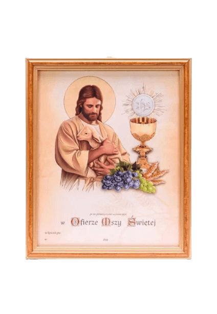 Obraz do Pierwszej Komunii Świętej w ramce - Jezus Dobry Pasterz