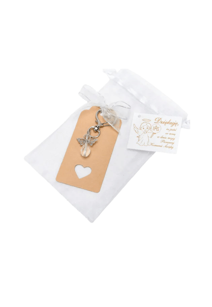 Brelok z aniołkiem na podziękowanie dla gości Pierwszej Komunii Świętej