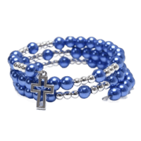 Różaniec bransoletka niebiesko-srebrna