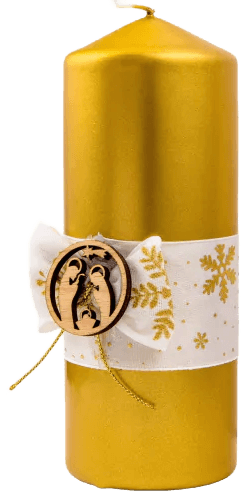 Złota świeca walec na stół wigilijny