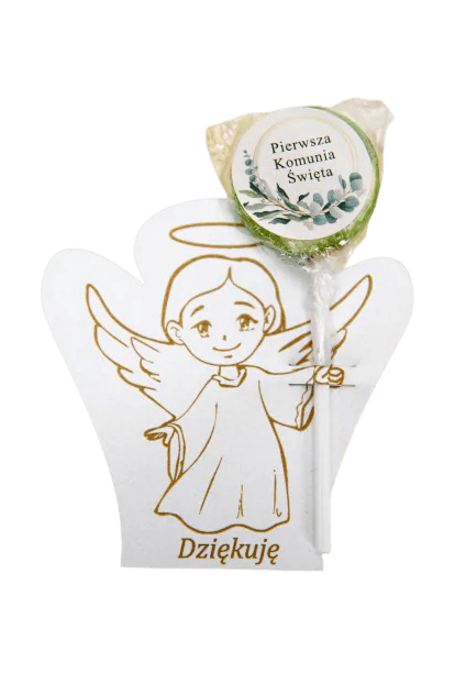 Aniołek z lizakiem - Upominek dla gości komunijnych