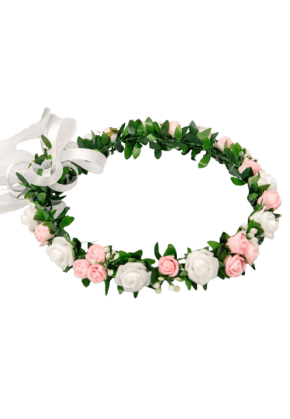 Wianek komunijny z różyczkami dla dziewczynki