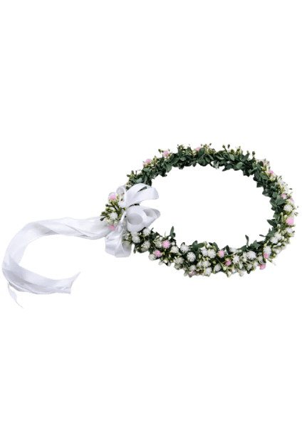 Zielony wianek na Pierwszą Komunię Świętą dla dziewczynki