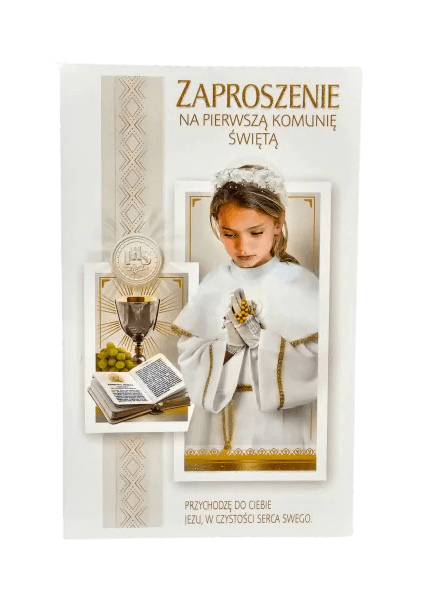 Zaproszenie komunijne z dziewczynką