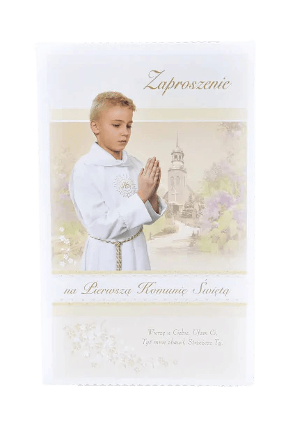 Zaproszenie na Pierwszą Komunię Świętą chłopca