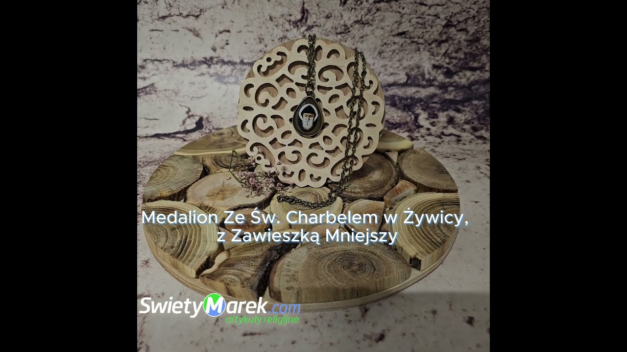Medalion Ze Św. Charbelem w Żywicy, z Zawieszką Mniejszy