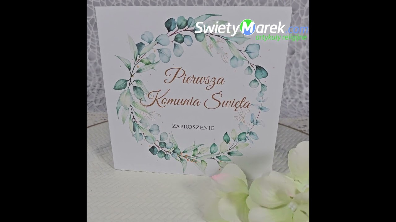 Zaproszenie na Pierwszą Komunię  Motywem Roślinnym